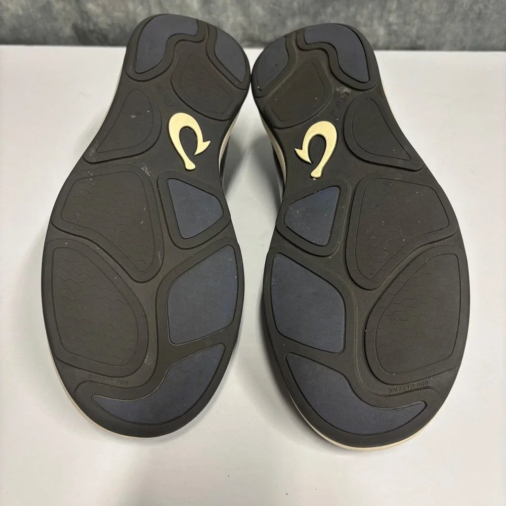 OluKai Makia Ulana Sneaker Mens 11.5 Navy Black Mesh Leather 10361-DEDE Casual